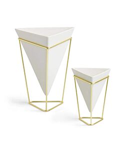 Umbra - Trigg Table Top Vessel Set - White/Brass